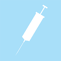 Ícone ilustrativo de seringa, representando o uso clínico do gelo seco.
