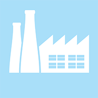 Ícone ilustrativo de uma fábrica, representando o uso industrial do gelo seco.